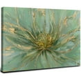 ARISTURING Abstract Wall Art Green and Gold Painted Painting Blossom