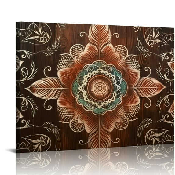 ARISTURING Abstract Wall Decor Oil Painting on Canvas Abstract Mandala Boho Canvas Wall Art For Living Room Vintage Artwork Modern Painting Pictures Home Decor Decoration 20x16 inch