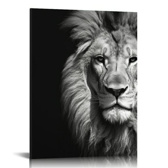 ARISTURING  African Lion Canvas Wall Art: Black and White Lion Head Portrait Artwork Painting Picture Print for Home