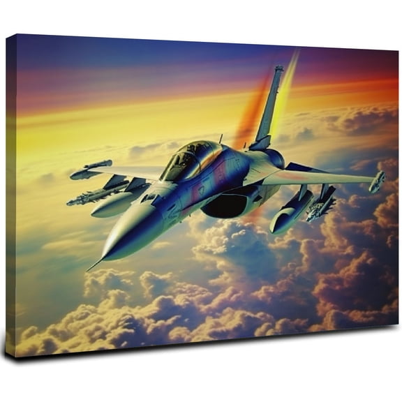 ARISTURING Airplane Canvas Wall Art Prints Fighter Jet Poster Aviation Wall Art Decor Picture Artwork Military Plane Decoration for Men Boys Room 20x16inch