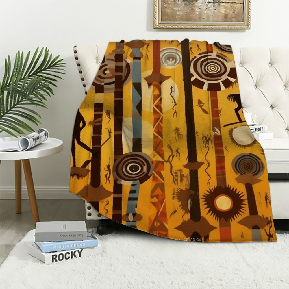 ARISTURING AllSeason Throw Blanket for Couch African Tribe Mud Cloth