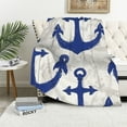 thumbnail image 1 of ARISTURING Anchor Pattern Nautical Flannel Throw Blanket for All Seasons Soft Plush Blankets 60x80in, 1 of 6