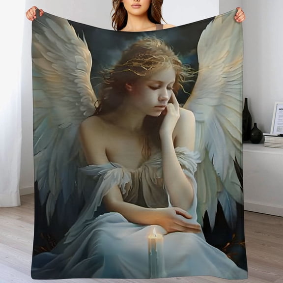 ARISTURING Angel Throw Blanket Durable Soft and Warm Flannel Blanket for Couch Sofa Bed Fall Decor Gift 60x80in