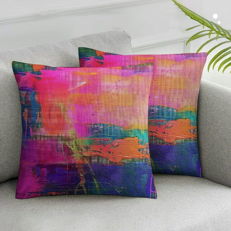 ARISTURING Art Abstract Pillow Cover Bright Fuchsia Magenta Pink