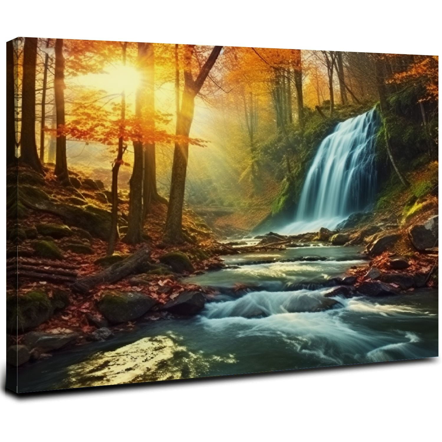 ARISTURING Autumn Waterfall Large Stretched Canvas Wall Art For Living ...