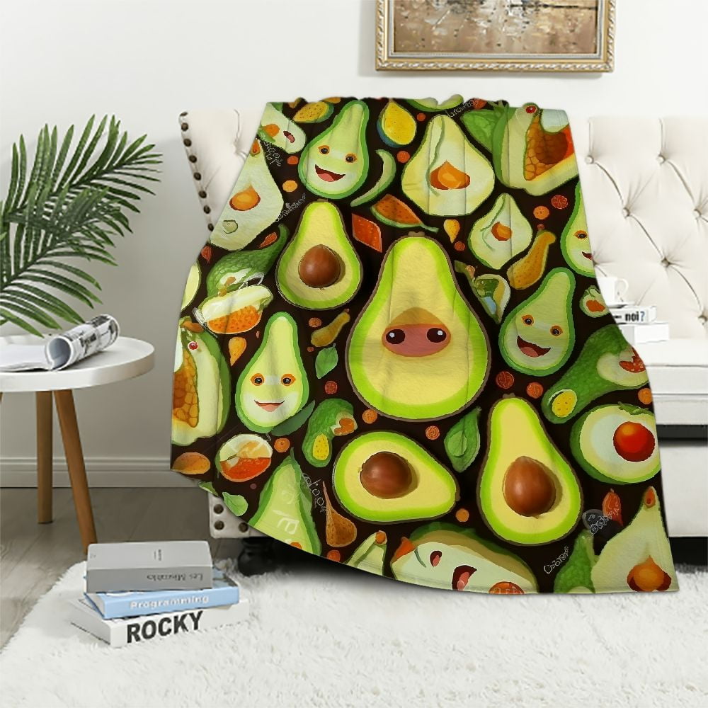Avocado Pink Pattern Print Throw Blanket