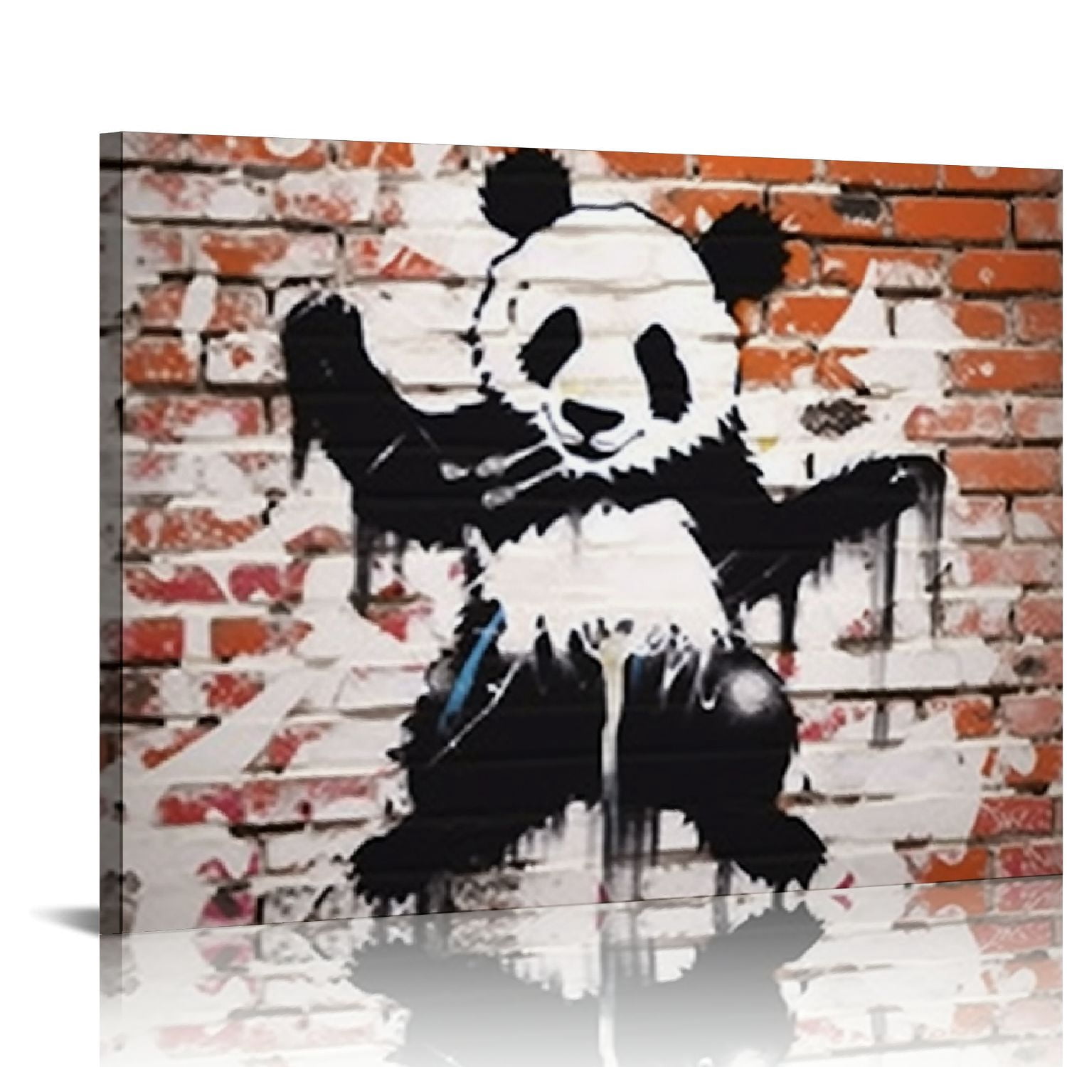 ARISTURING Banksy Canvas Wall Art - Panda with Handguns on Wall Cities ...