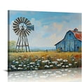 thumbnail image 1 of ARISTURING  Barn Picture Farmhouse Canvas Wall Art Teal Old Barn Windmill and Flowers Picture Art Prints for Rustic Country Farm Decor Framed 16x12in, 1 of 6
