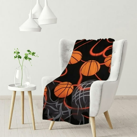 ARISTURING Basketball Throw Blanket Soft Cozy Flannel Basketball Blanket Basketball Gifts for Basketball Lovers Lightweight Blankets for Kids Boys Girls Adults