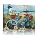 thumbnail image 1 of Jiayy Beach Canvas Wall Art for Bathroom Ocean Pictures Seaside Bicycle Lighthouse Canvas Print Seascape Painting Modern Coastal Home Bedroom  20x16in, 1 of 6