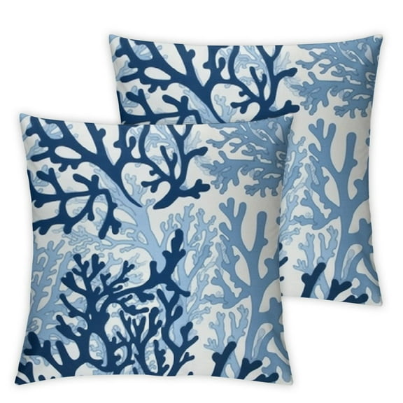 ARISTURING  Beach Ocean Nautical Coastal Navy Blue Starfish Coral Throw Pillow Cover Pillowcase  (Set of 2) Decor, Summer Beach Farmhouse Sofa Bed Bedroom Home Decoration