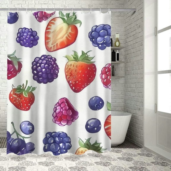 ARISTURING Berries Bath Curtain Multiple Sizes 100% Polyester Fiber Home Bathroom Shower Curtain Set with Hooks 36x72