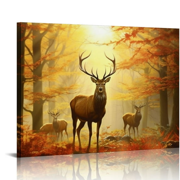 ARISTURING Big Buck Canvas Print - White Tail Bucks in Forest - Wildlife Wall Art Deer Picture