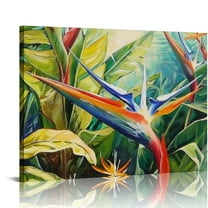 ARISTURING Bird of Paradise Canvas Wall Art Print, Tropical Artwork
