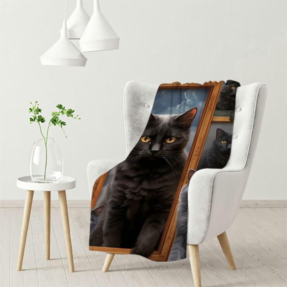 Dreamy Night Black Cats Quilted Blanket NCU0TH270 main image 0
