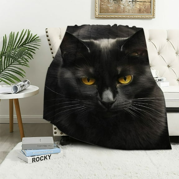 ARISTURING Black Cat Flannel Blanket for Bed, Queen Size Cat Throw Blanket Cat Blankets for Women, Men and Kids Gifts Super Soft Plush Cat Blanket Throw for Bed Sofa Couch Bedroom