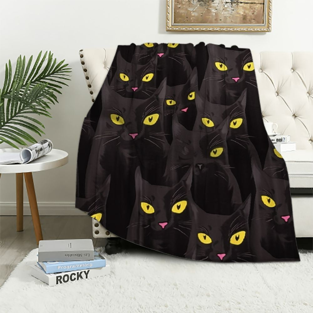 Black Cat Night Quilted Blanket NCU0PD249