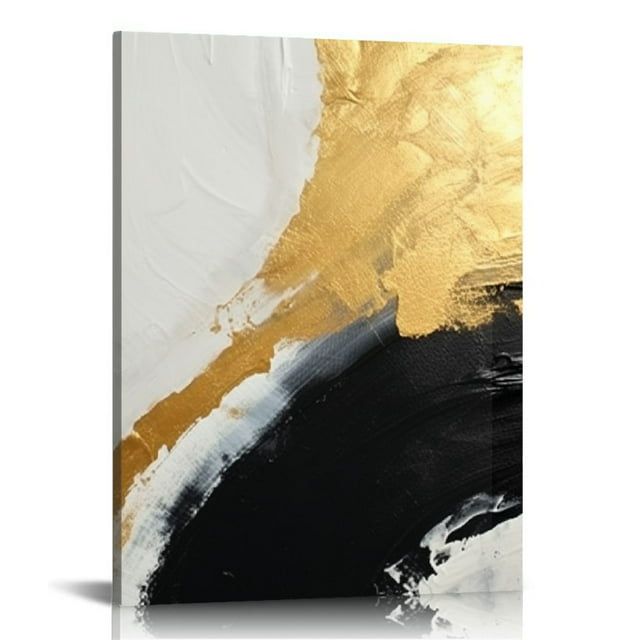 ARISTURING Black and Gold Abstract Canvas Wall Art Gold Foil Abstract