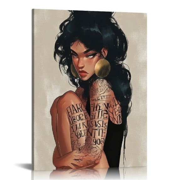 ARISTURING Black Queen Poster African American Wall Art Black Girl Canvas Paintings Black Women Wall Decor African Women Portrait Meditation Vertical Painted Picture for Bedroom Living Room 16x20 in