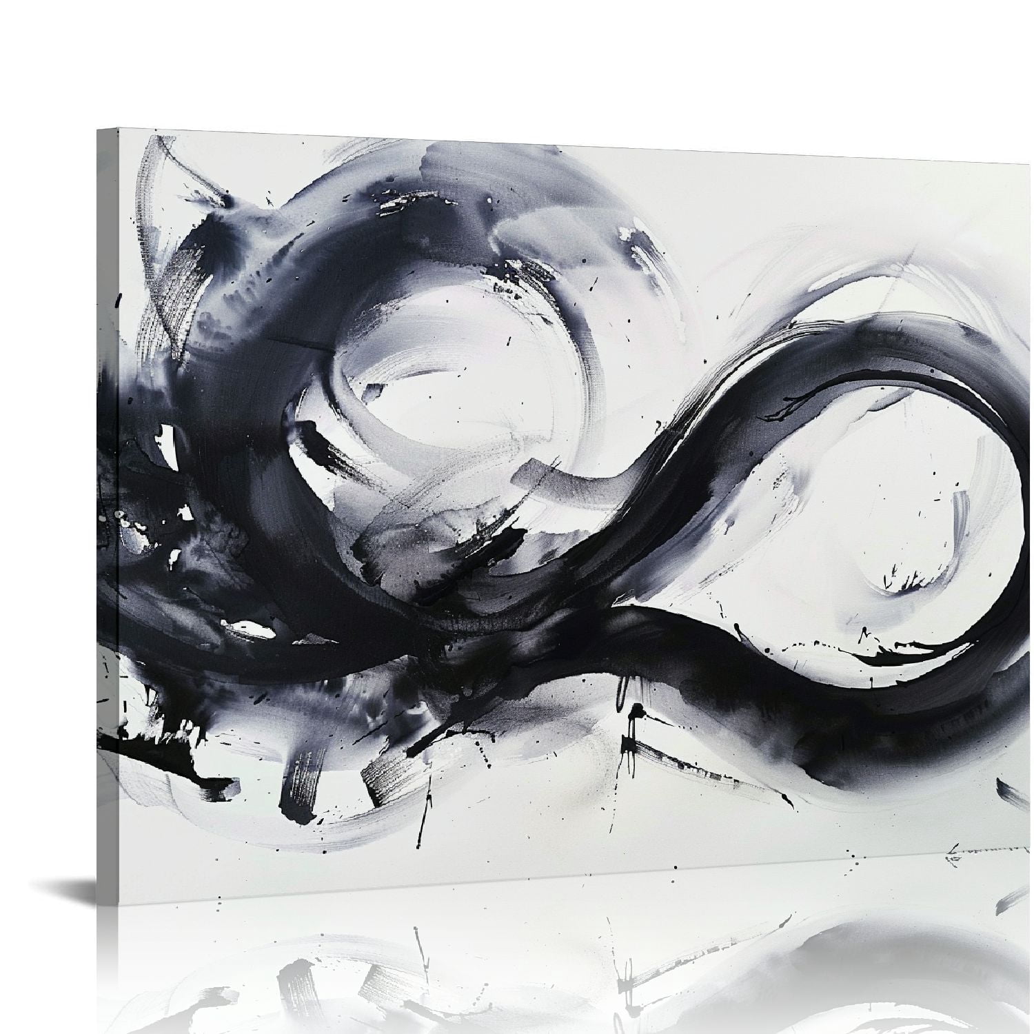 ARISTURING Black White Abstract Wall Art Canvas Geometric Lines Print ...