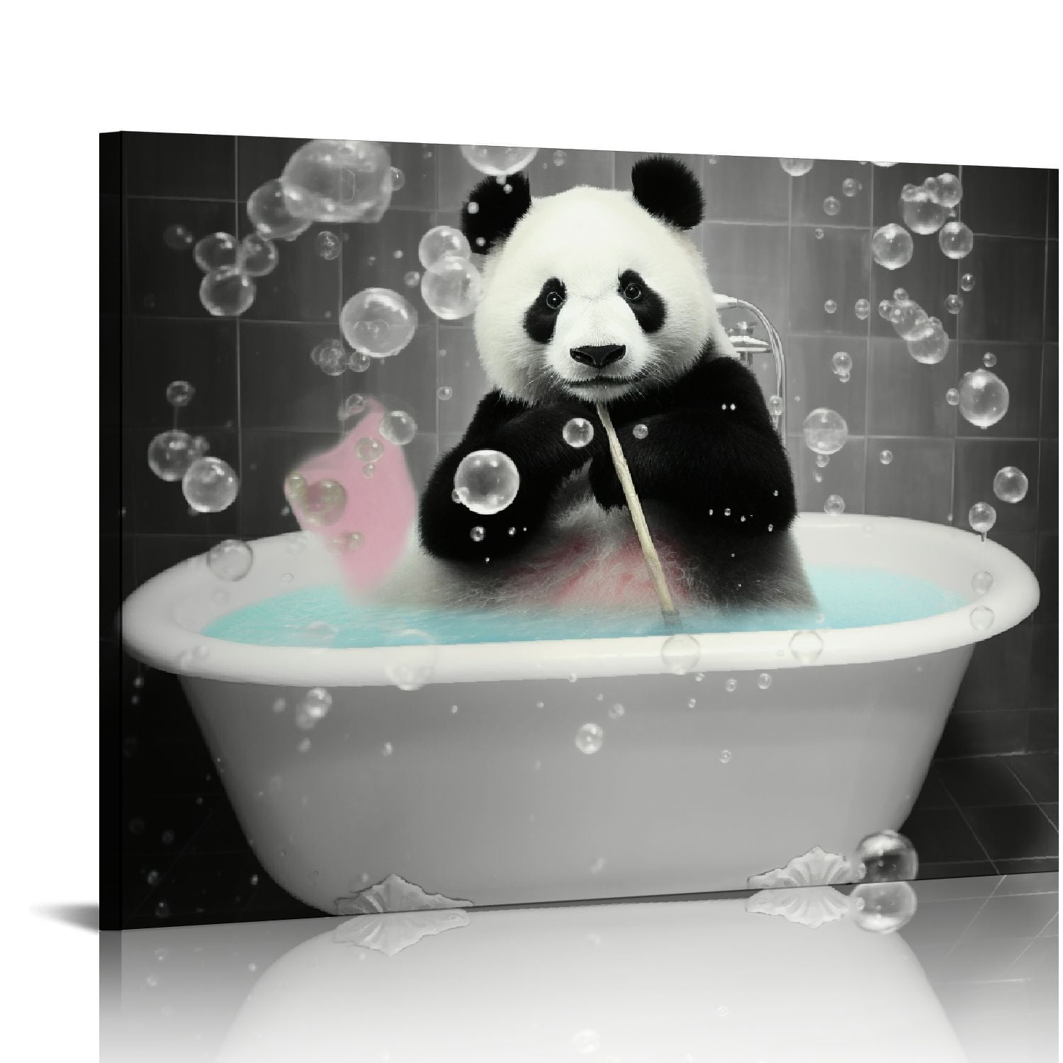 ARISTURING Black White Animal in Bathtub Canvas Wall Art Panda Print ...
