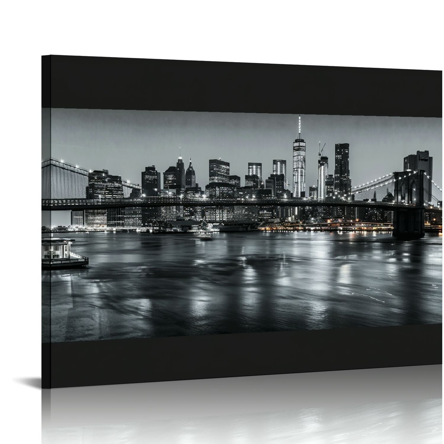 ARISTURING - Black and White Brooklyn Bridge Canvas Wall Art New York ...