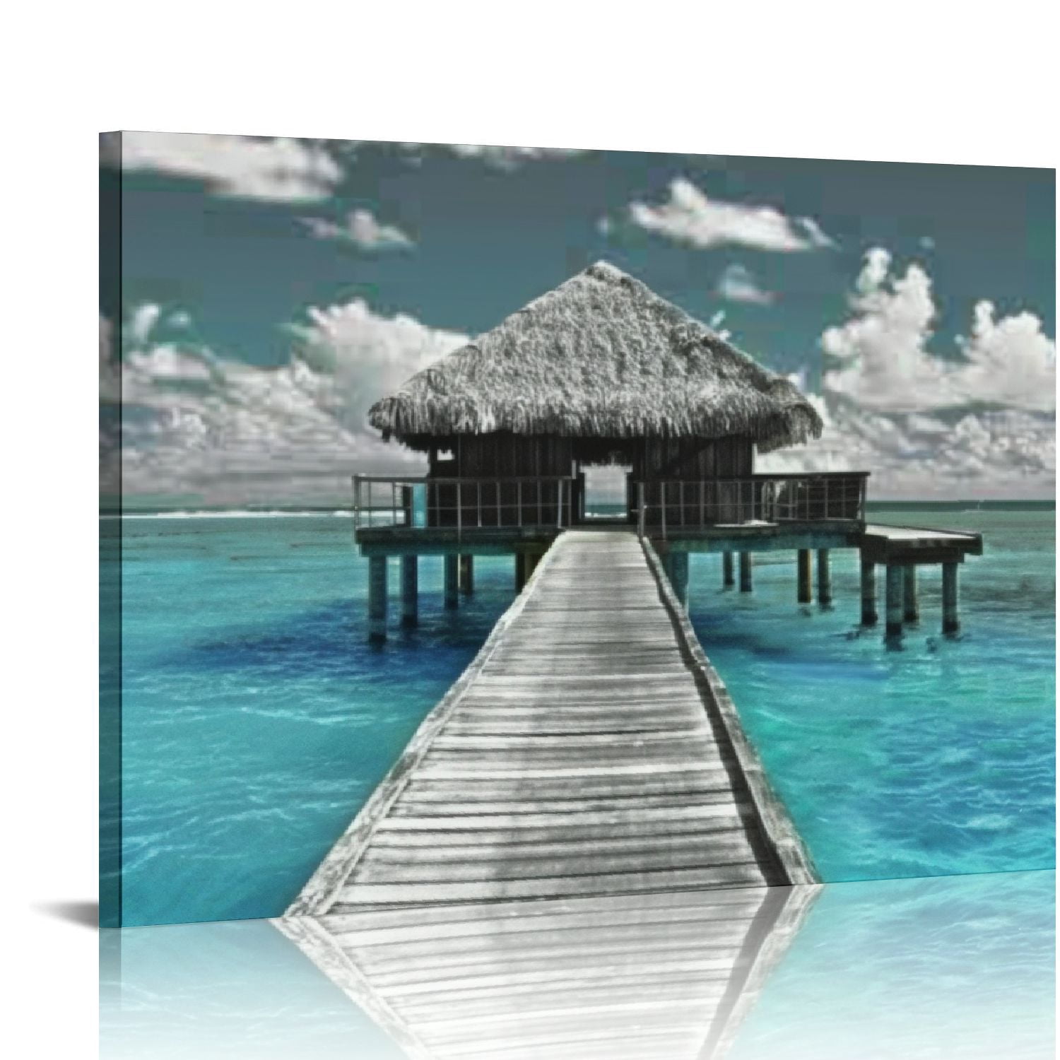 ARISTURING Black and White Teal Wall Art Maldives Turquoise Ocean ...