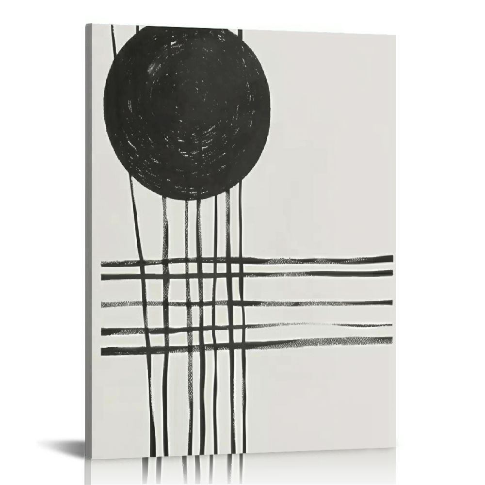 ARISTURING Black and White boho Abstract Wall Art Stretched and Canvas ...