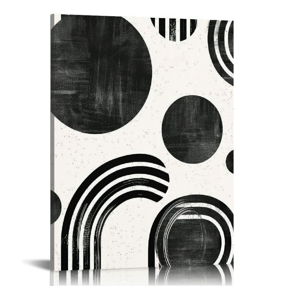 ARISTURING Black and White Abstract Canvas Wall Art, Geometric Line Art ...