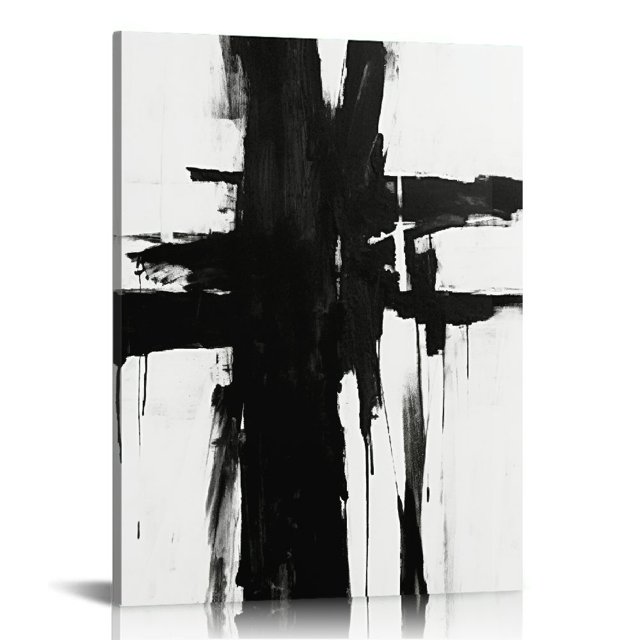 ARISTURING Black and White Abstract Canvas Wall Art Prints Textured ...