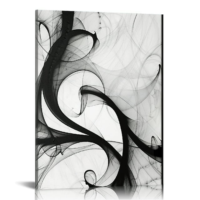 ARISTURING Black and White Abstract Line Art Canvas Print Painting ...