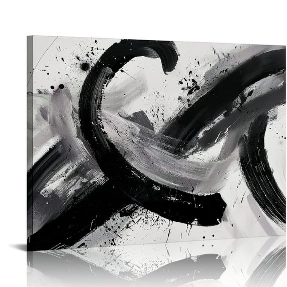 ARISTURING Black and White Abstract Line Wall Art Canvas Print Painting Painting Geometric Lines Artwork for Bedroom, Dining Room,Office