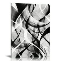 HENGT  Black and White Grey Wall Art for Bedroom,Abstract Lines Art Canvas Print Artwork Set Modern Home Decoration for Bathroom Living Room