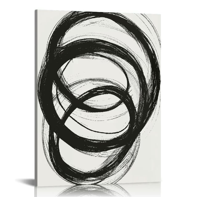 HENGT Black and White Wall Art Abstract Line Art Canvas Print Painting ...