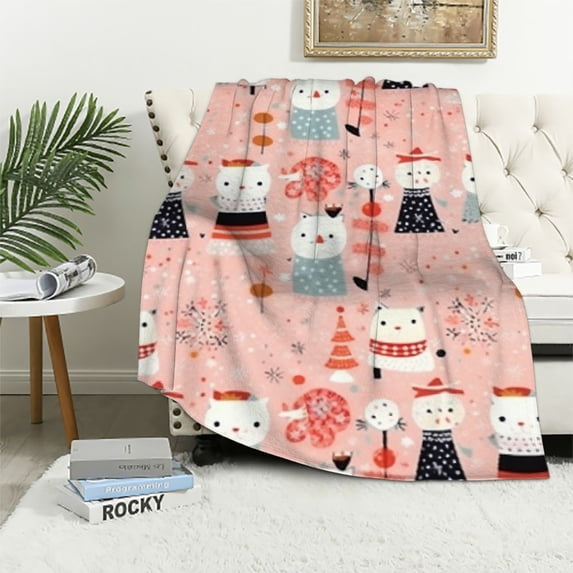 HENGT Blanket Christmas Snowman Pink Color Xmas for Boy Girl Newborn Toddler Infant Nursery Throw Blankets Double Layer Comfy Soft Plush Stroller Crib Quilt