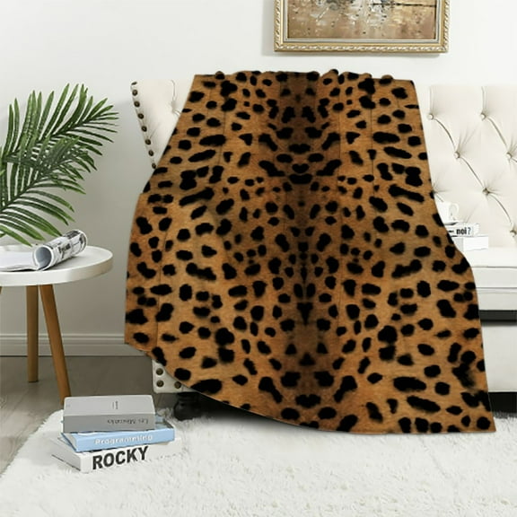 ARISTURING Blanket-Golden Leopard Print Print Soft Throw Blanket All Season Microplush Warm Blankets Lightweight Tufted Fuzzy Flannel Throws Blanket for Bed Sofa Couch