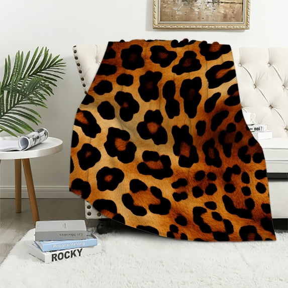 ARISTURING Blanket - Gradient Leopard Print Throw Blanket - Fuzzy Lightweight Super Soft Flannel Cheetah Blankets for Couch, Bed, Sofa - Ultra Luxurious Warm and Cozy