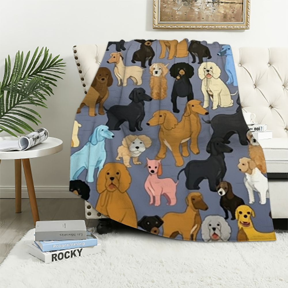 ARISTURING Blanket Throw Cartoon Poodle Lightweight Super Soft Cozy ...