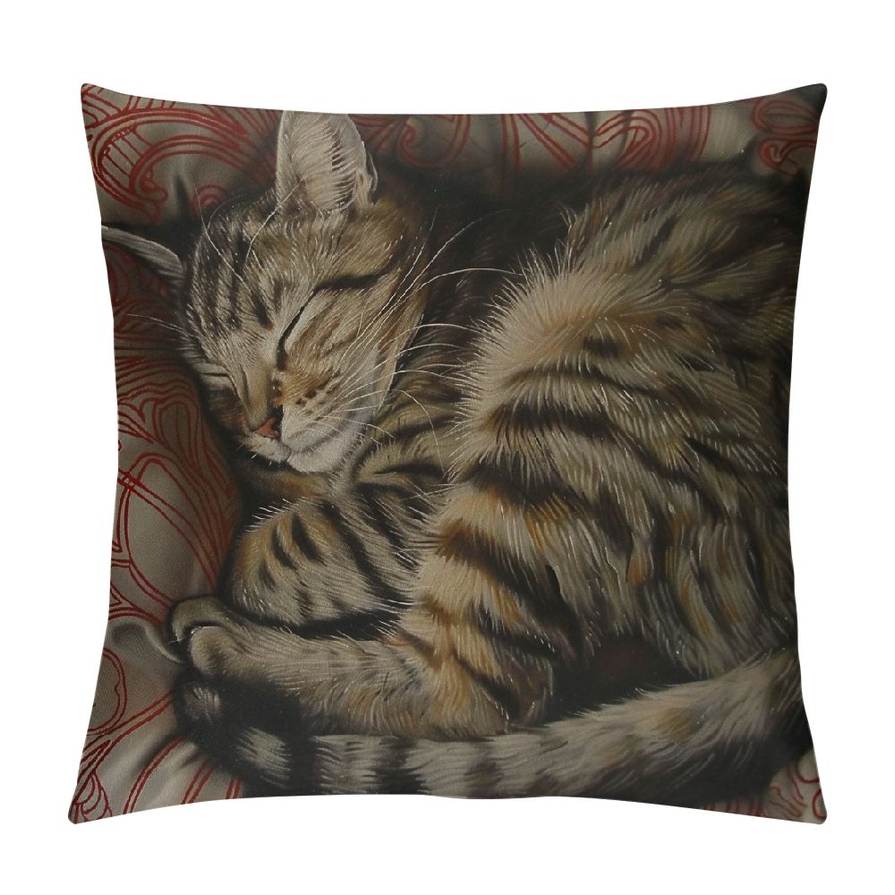 ARISTURING Blend Sleepy Cats Pattern Cushion Cover Pillowslip Square