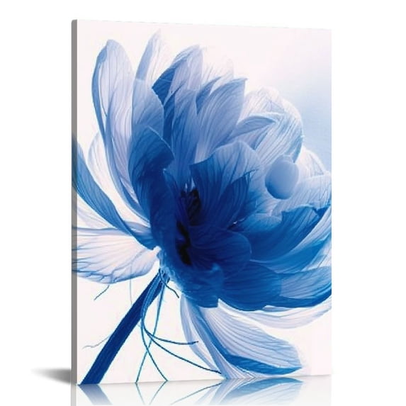 ARISTURING Blue Flickering Flower Modern Abstract Paintings Canvas Wall Art Gallery Wrapped Grace Floral Pictures on Canvas Prints Artwork for Living Room Bedroom Office Home Decorations