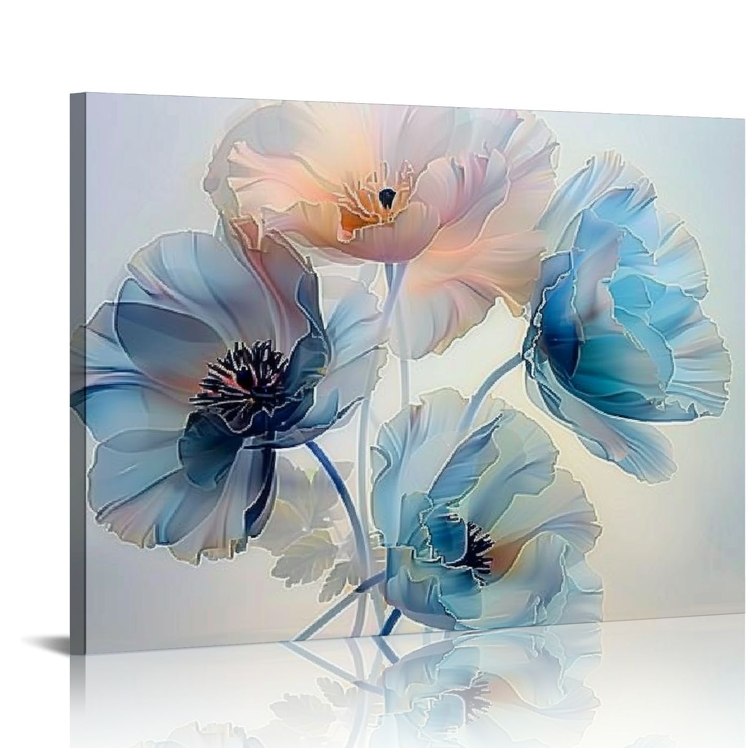 ARISTURING Blue Flower Wall Art for Bathroom Bedroom Living Room Blue ...