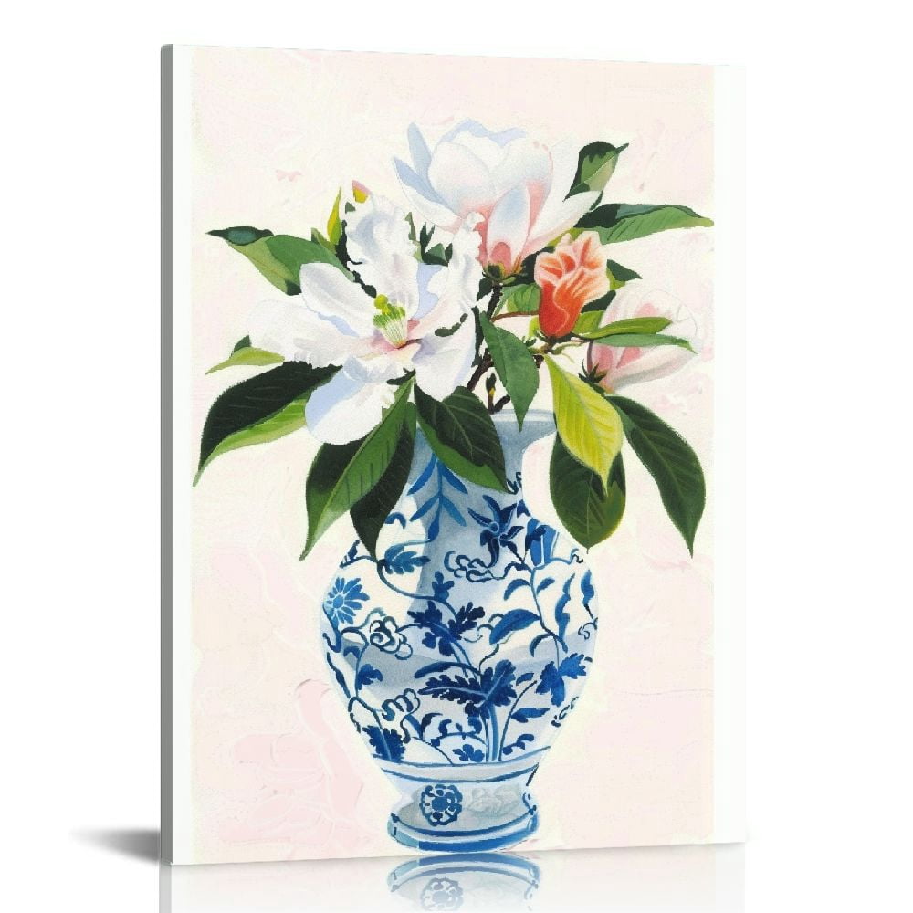 ARISTURING Blue and White Vases Wall Art Flower Vase Canvas Painting ...