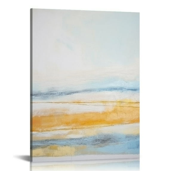 ARISTURING Boho Abstract Wall Art for Decor Painting Canvas Art with Heavy Texture in Yellow and Light Blue Hues for Living Room Bedroom Decor Abstract Artwork for Modern, Boho Decor
