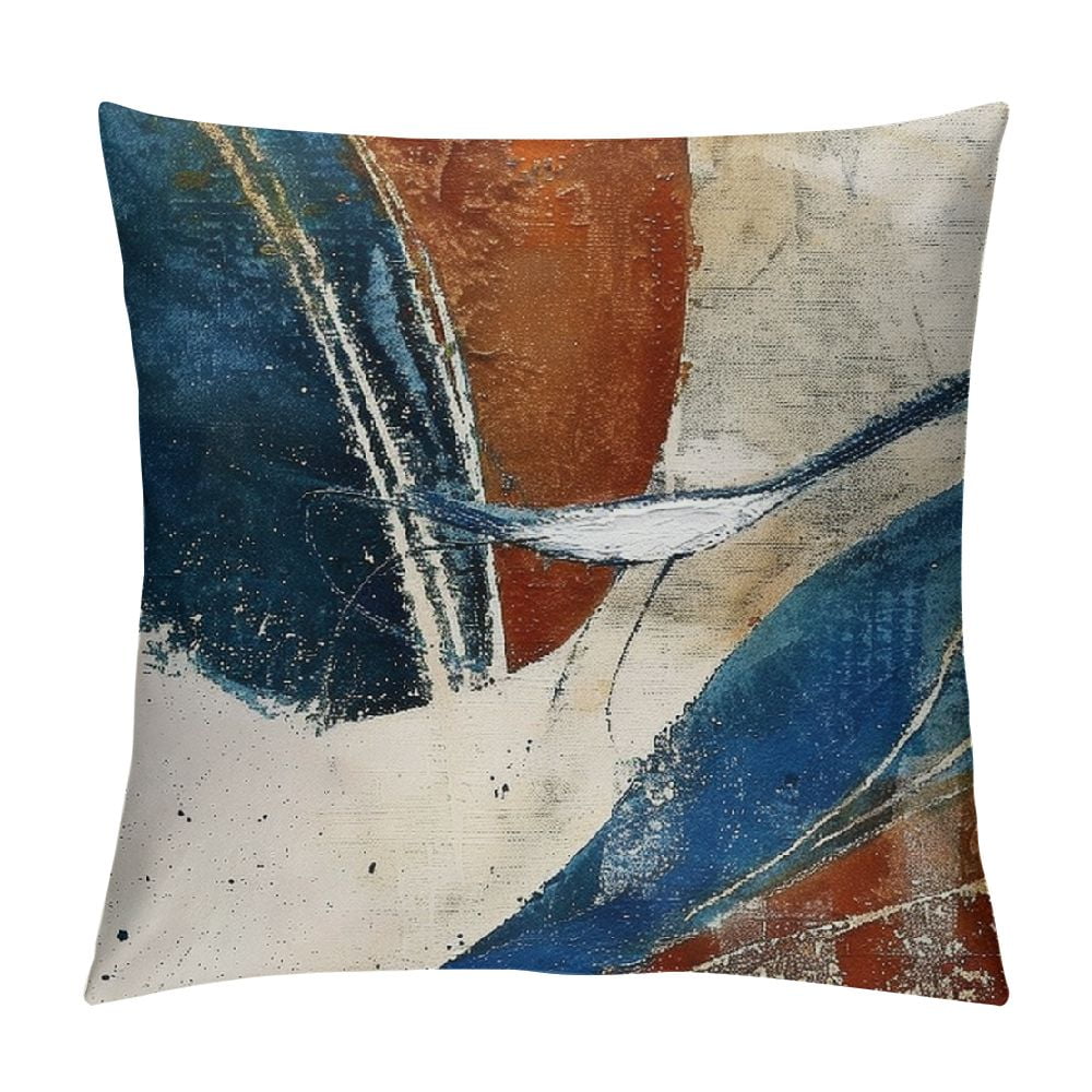ARISTURING Boho Mid Century Modern Pillow Covers Navy Blue Burnt Orange