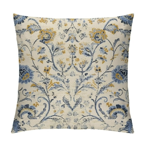 ARISTURING Boho Pillow Covers Geometric Tribal Carpet Pattern Throw Pillows Covers Yellow Blue Distressed Vintage Outdoor Decorative Cushion Covers