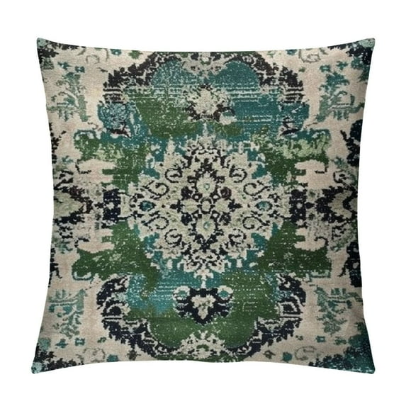 ARISTURING  Boho Pillow Covers,Green Throw Pillows Vintage Ethnic Carpet Bohemian Throw Pillow Covers Soft Couch Pillow Covers Farmhouse Cushion Covers for Sofa Bedroom Living Room