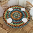 thumbnail image 1 of ARISTURING Boho Tablecloth Round Spring Summer Colorful Round Table Cloth Waterproof Rustic with Resistant Bohemian Tablecloth for Picnic Party Home Dining Decor White, 1 of 7