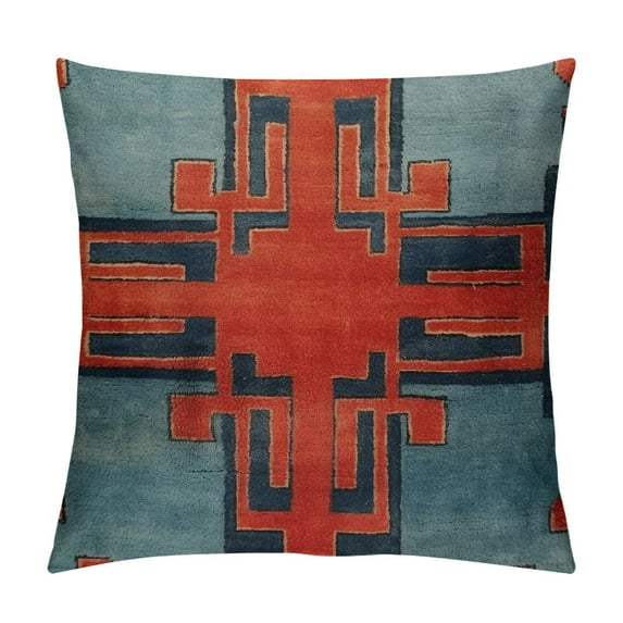 ARISTURING Boho Throw Pillow Cover, Both Sides Bohemian Vintage Style Print, Decorative Square Pillowcase Cushion for Farmhouse Couch Sofa Floor Decor Abstract Geometric Pattern,