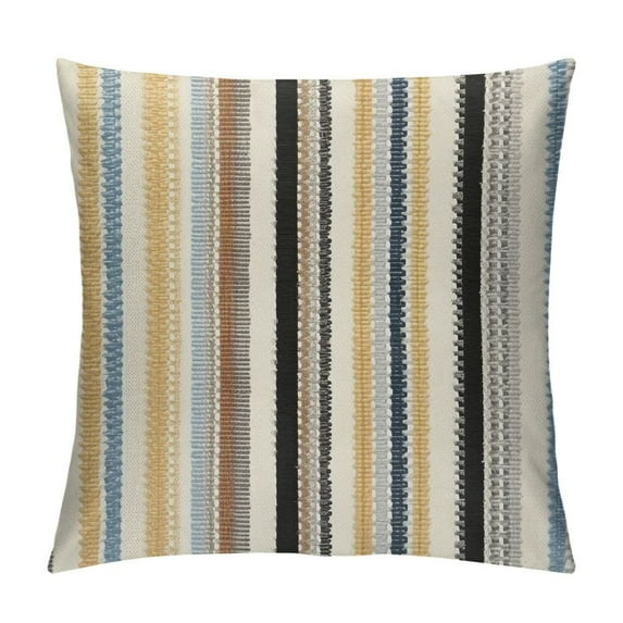 Jiayy Boho Throw Pillow Covers Orange and Gray Striped Chenille Pillowcases Square Decorative Cushion Covers for Sofa Couch Bed Living Room Farmhouse Decor