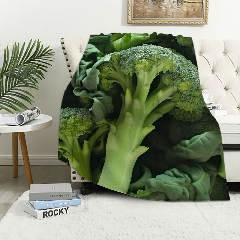 ARISTURING Broccoli Blanket, Vegetable Throw Blanket, Vegan Gift for